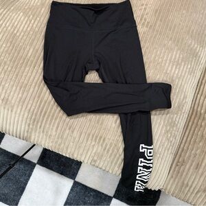Victoria's Secret PINK Cozy Black Leggings, White Logo